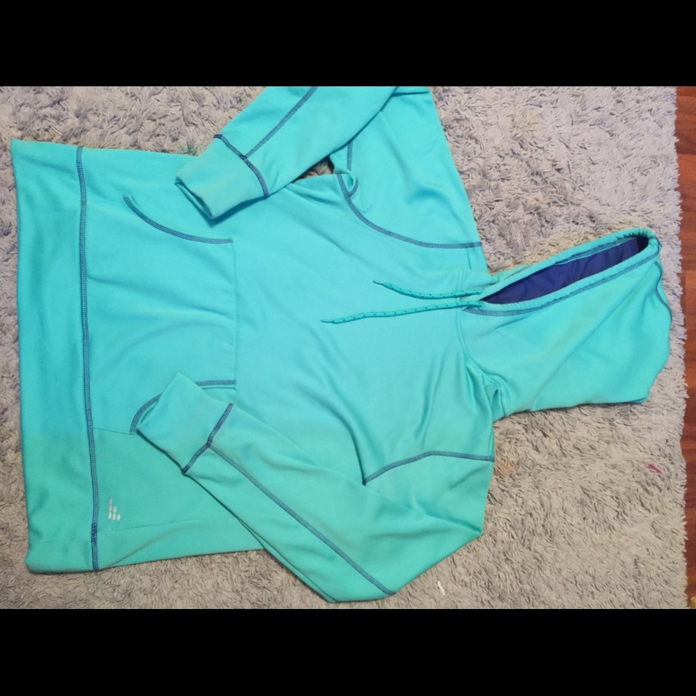 teal workout sweatshirt
